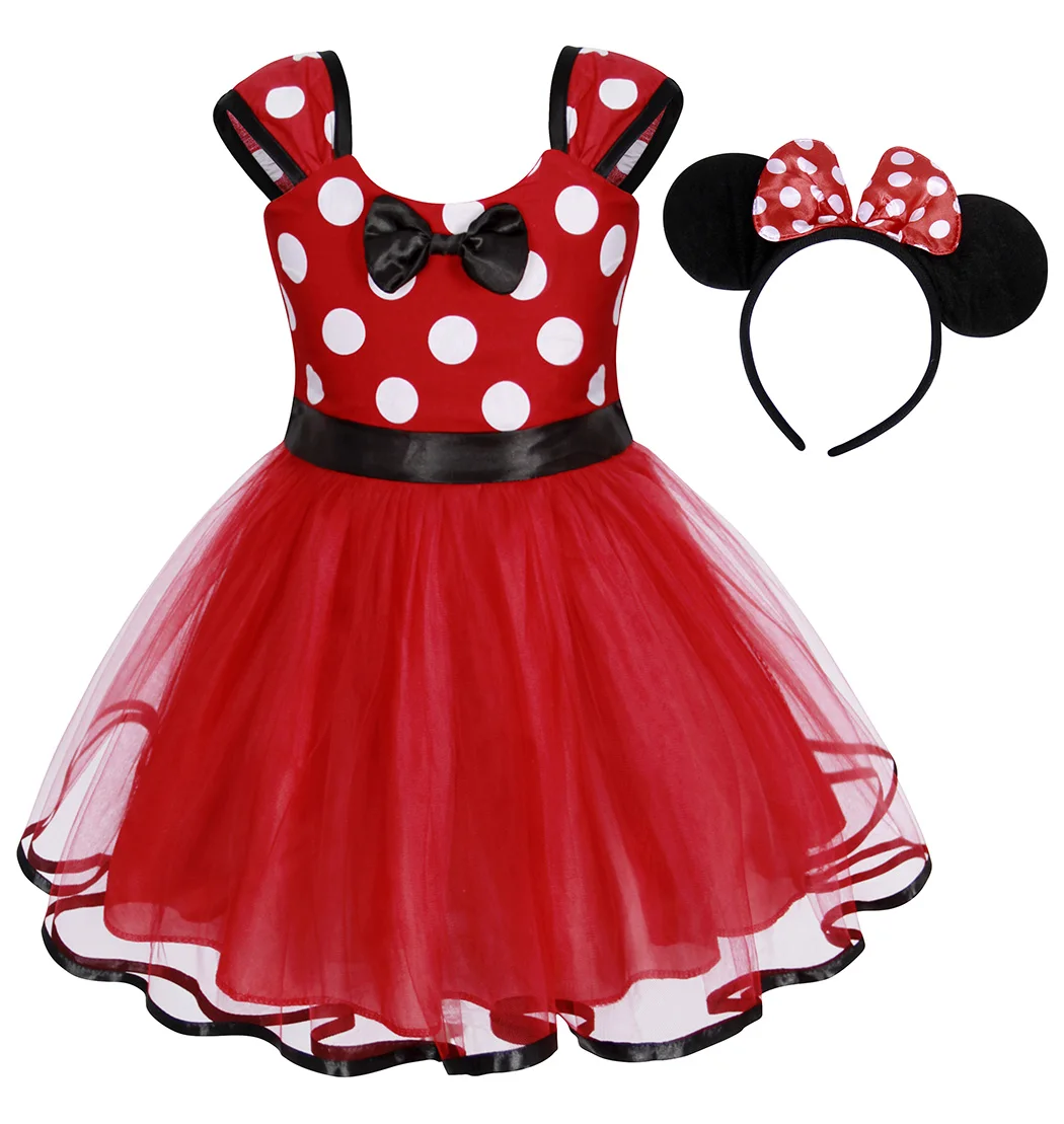 Toddler Girls Princess Dress Polka Dots Party Costume Fancy Dress Up Kids Outfit 