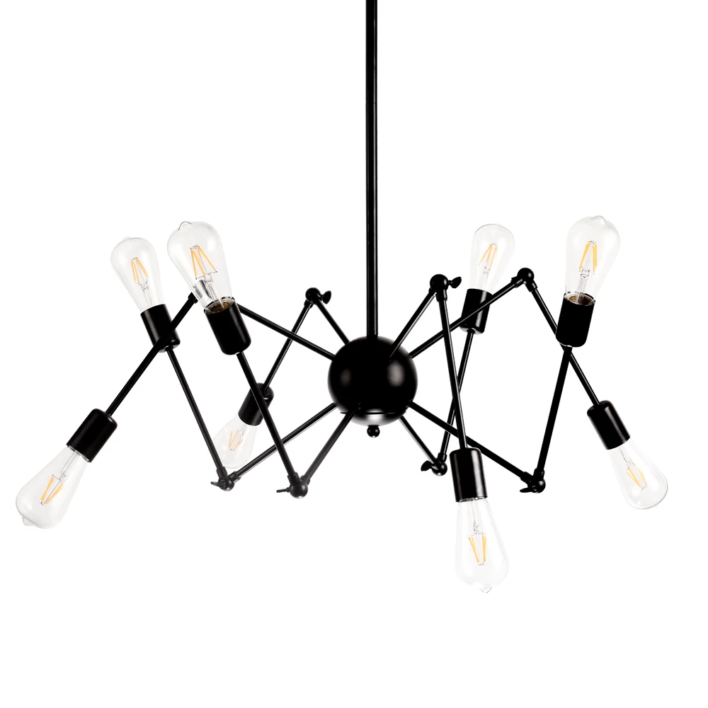 Newly designed personality 8 lights black wrought iron chandelier