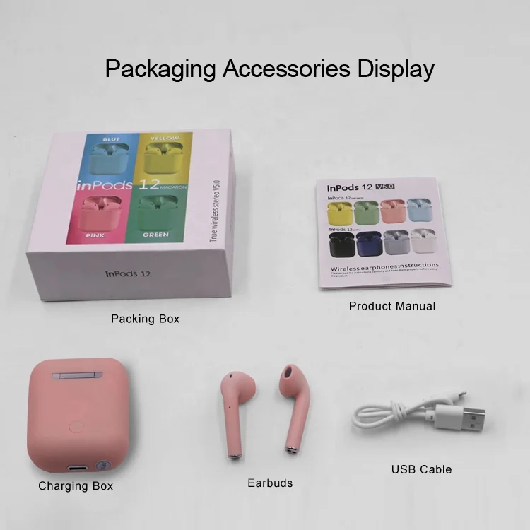 Macaron Colorful Inpods12 i12 TWS Wireless Headphone Touch Control Bass Stereo Blue tooth 5.0 HiFi Sport Earbuds inpods 12 - ANKUX.COM