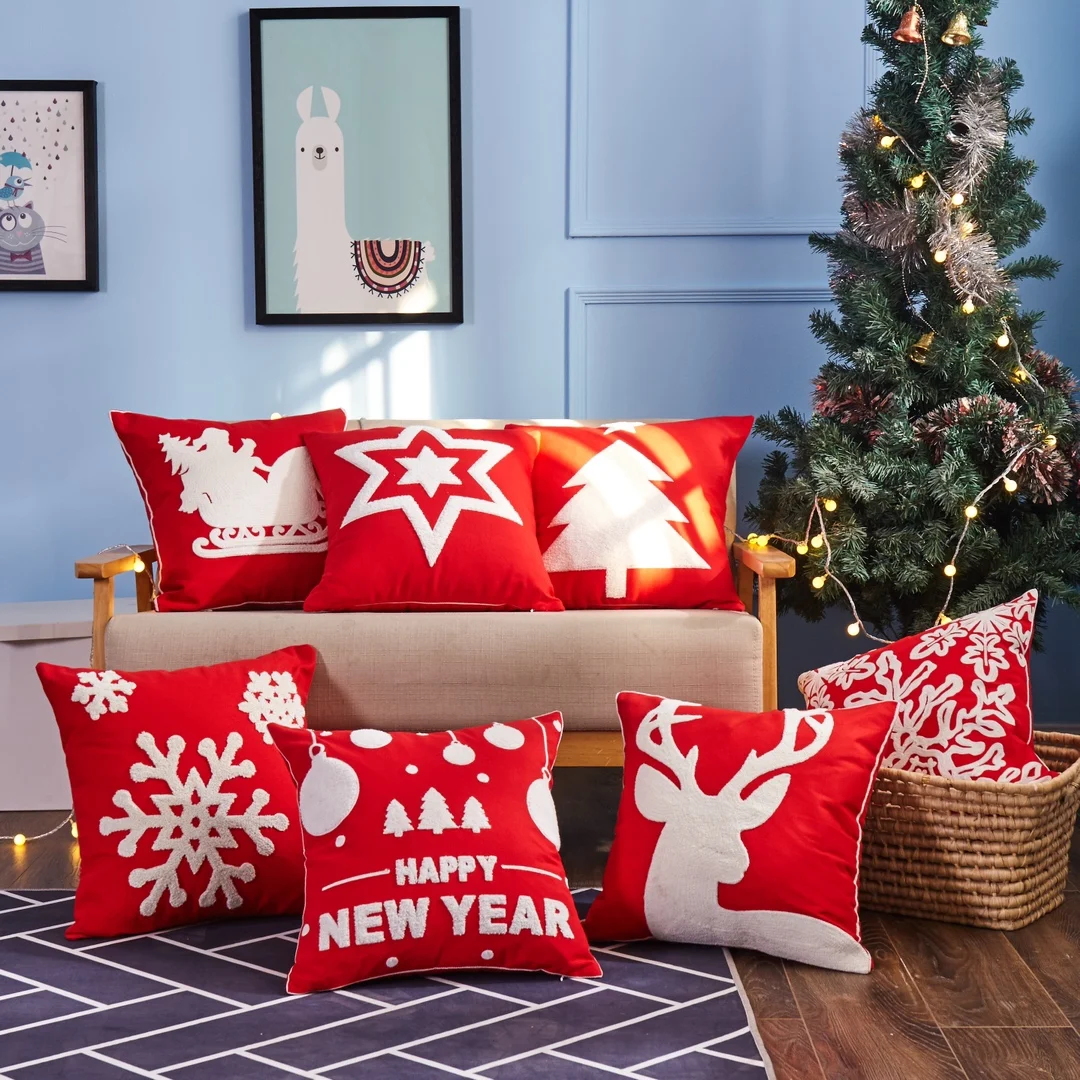 dog christmas throw pillows