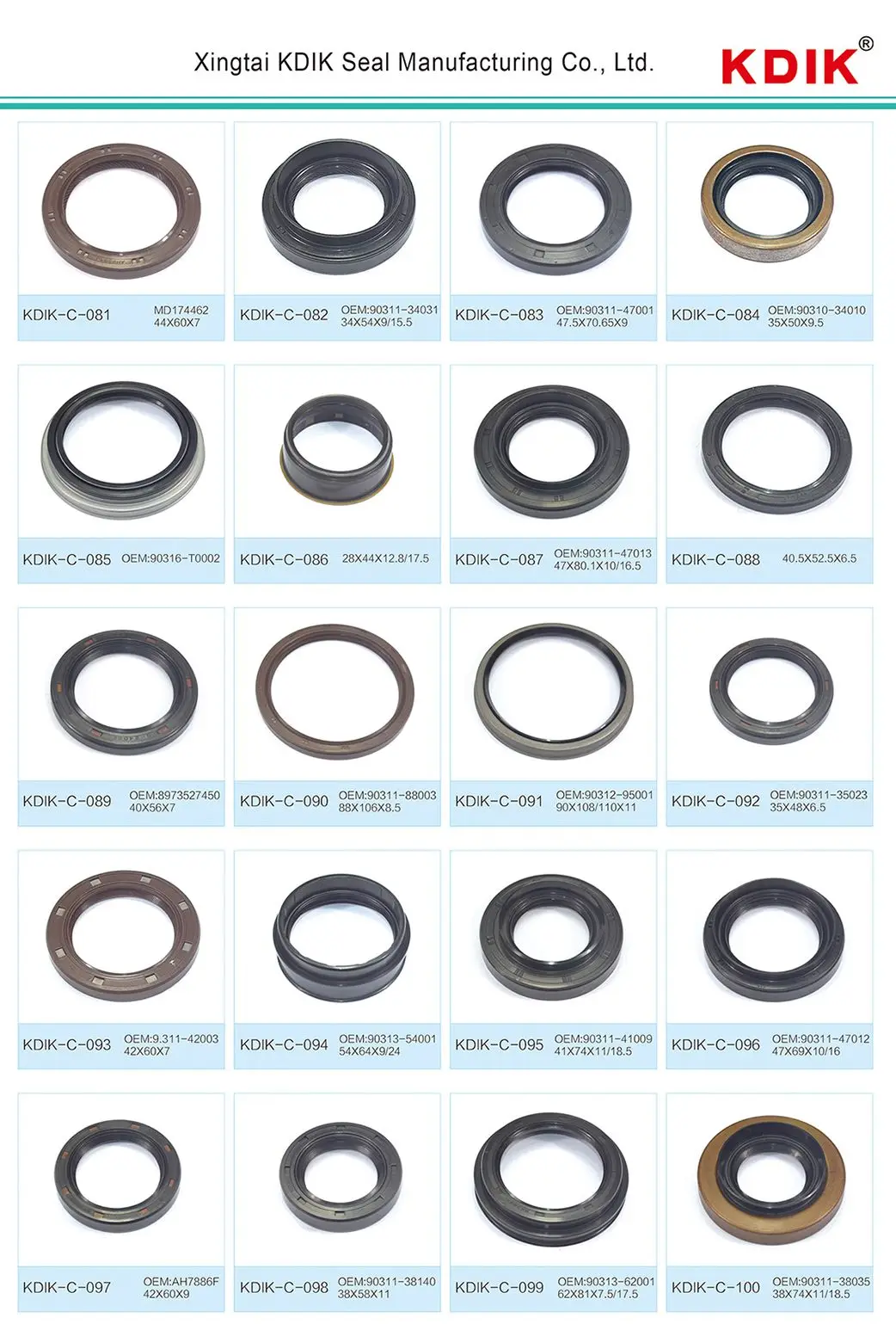 43*58*8 Oil Seal/ Oil Seal Mk043a3/ 90311-43008 / 90311-43007 With 43 ...