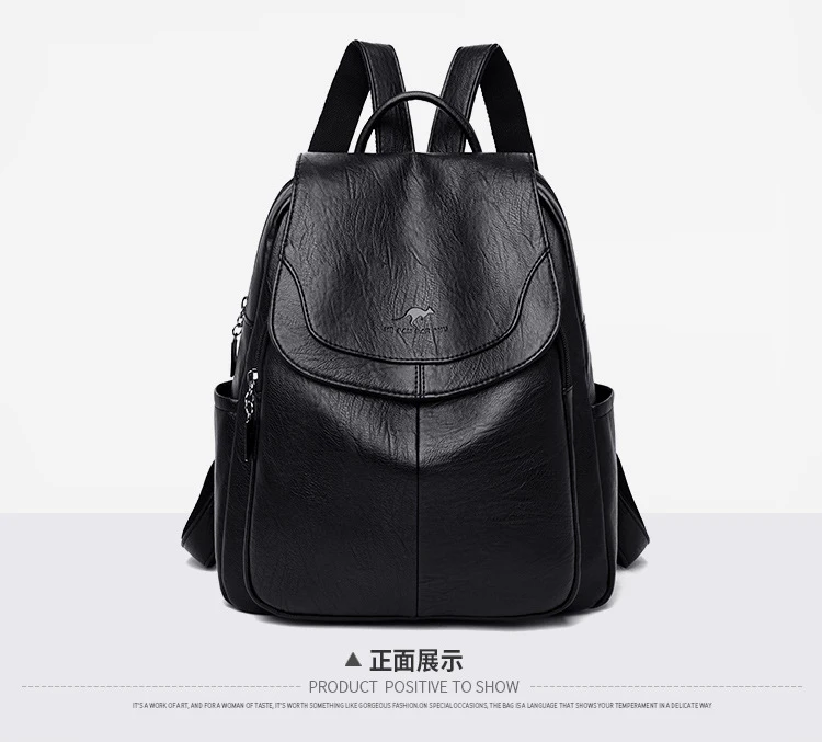 Casual Rucksacks Laptop Backpacks College Student School Bag Leather ...