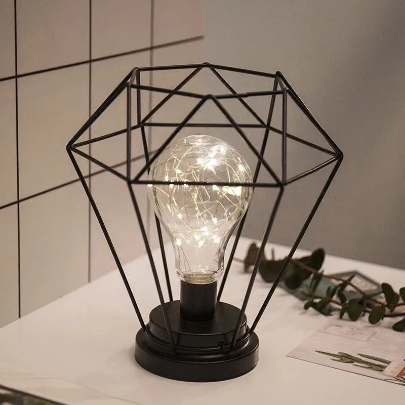 battery operated modern 3d led lights edison bulb night table lamp