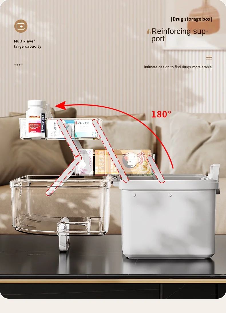 Golden Cat Large Capacity PP Medicine Box Household Multi-Layer Storage Bin Superior Classification System for Food Medical Kit