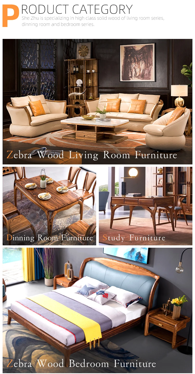 Simple Modern Design Solid Wood Double Bed Bedroom Furniture