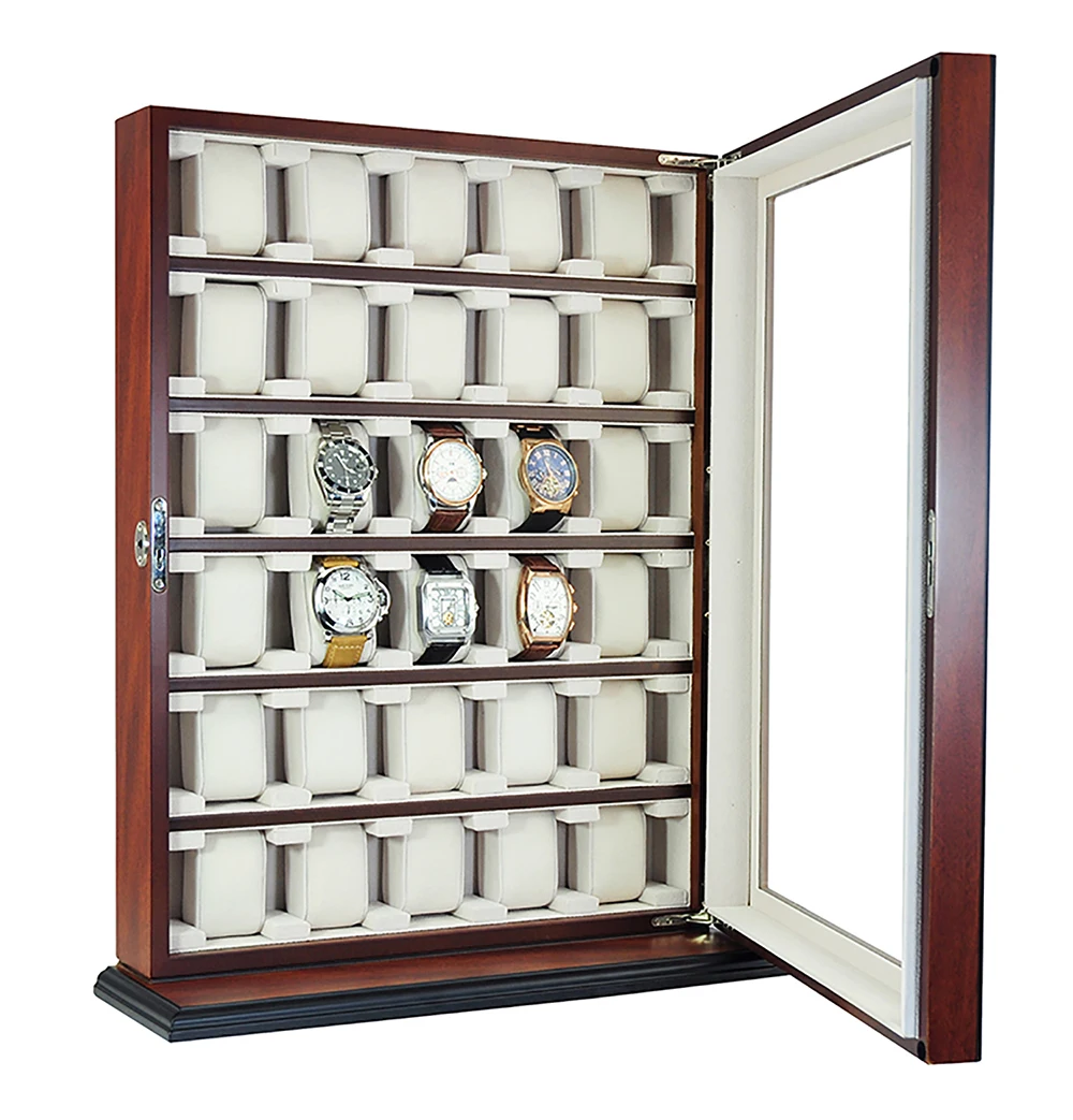 Wooden Wall Stand Display Watch Box With Led Light Buy Wooden