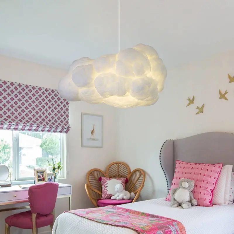 colorful Cotton modern lighting fixtures led cloud lamp pendant light for kids bedroom hotel