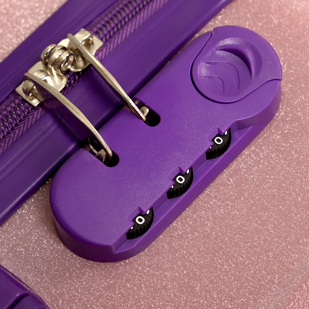 Cute Girl's Glitter Pink Spinner Wheel Trolley Suitcase Luggage For Traveling