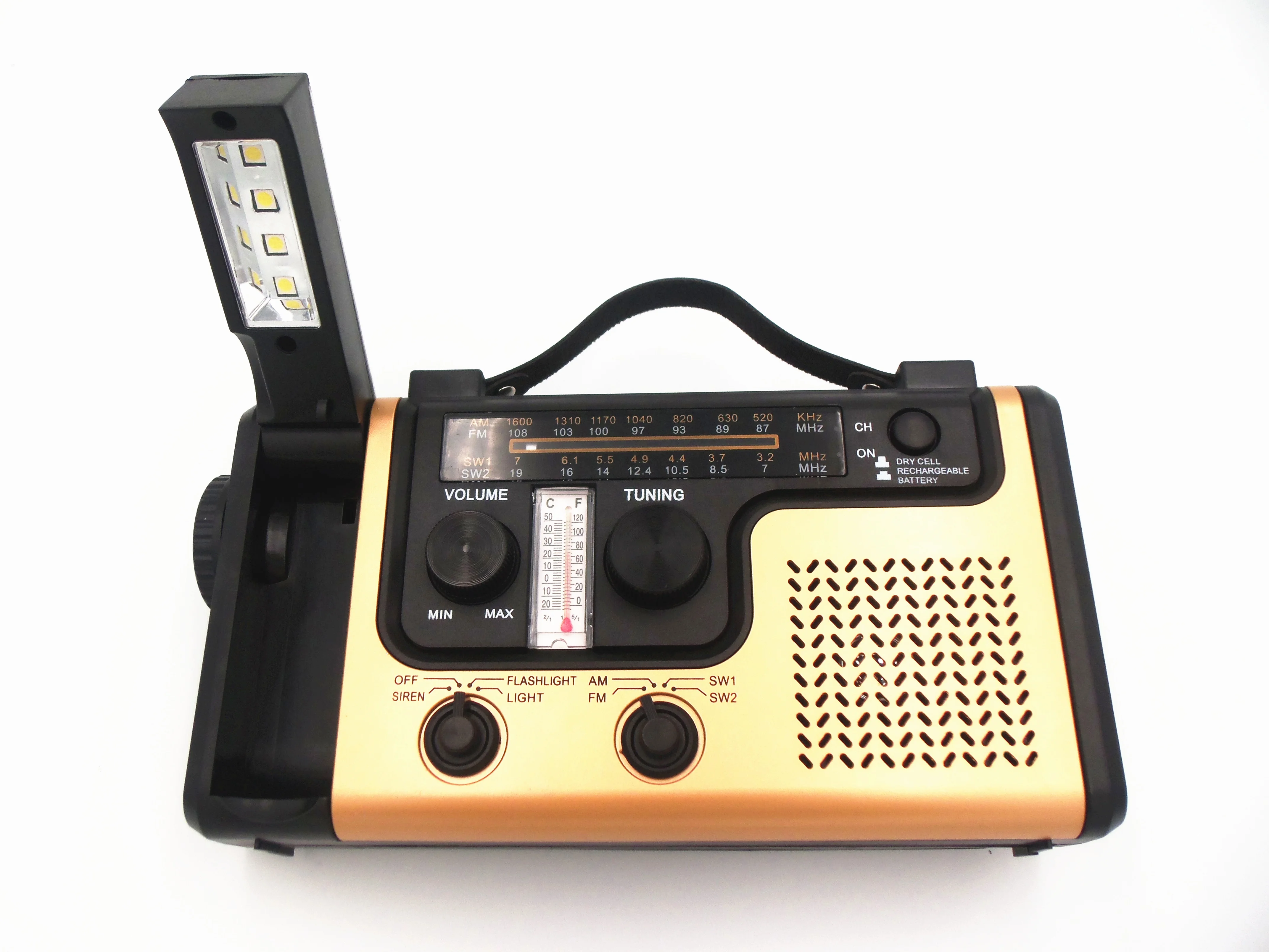 am fm sw太阳能曲柄收音机,带移动充电和led手电筒和阅读灯