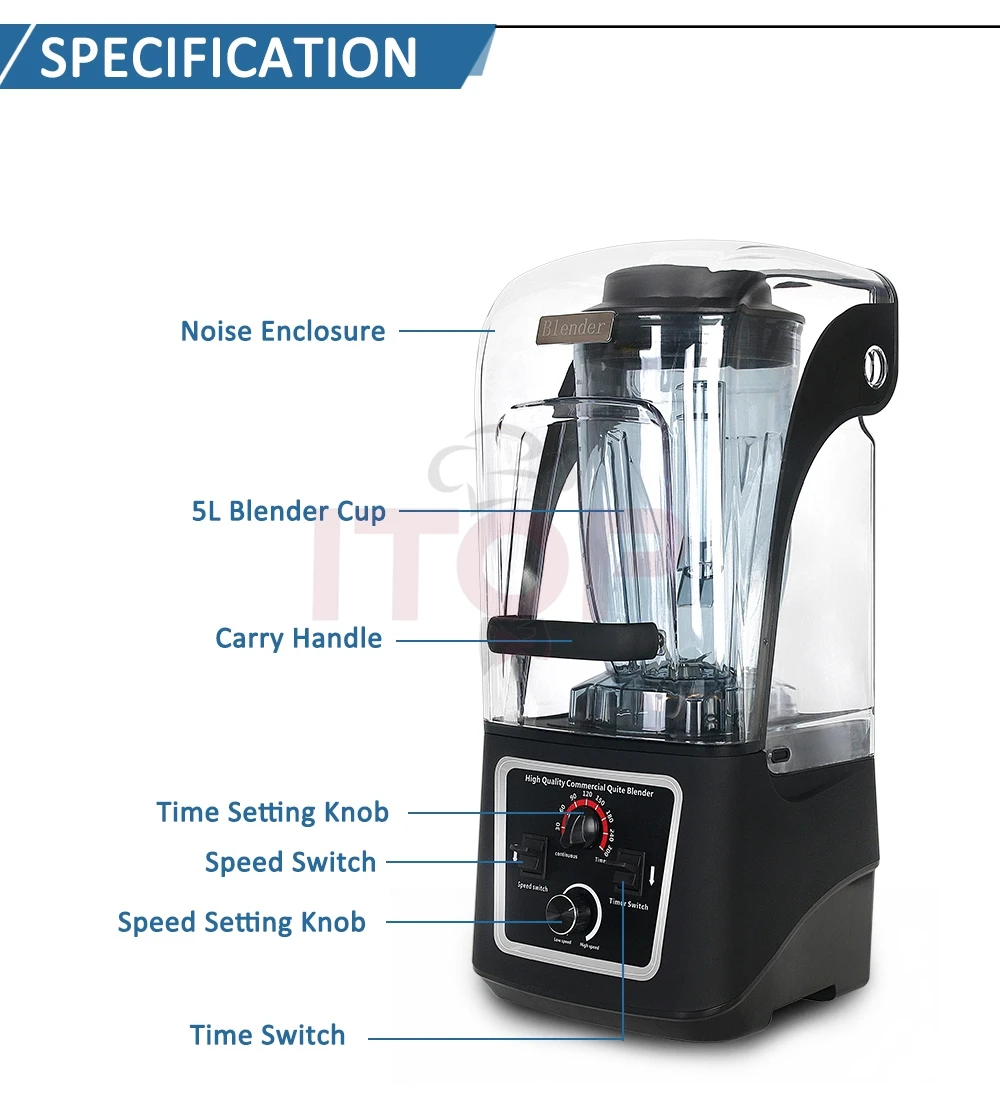 5l Heavy Duty Blender Commercial Blender With Sound Cover Professional