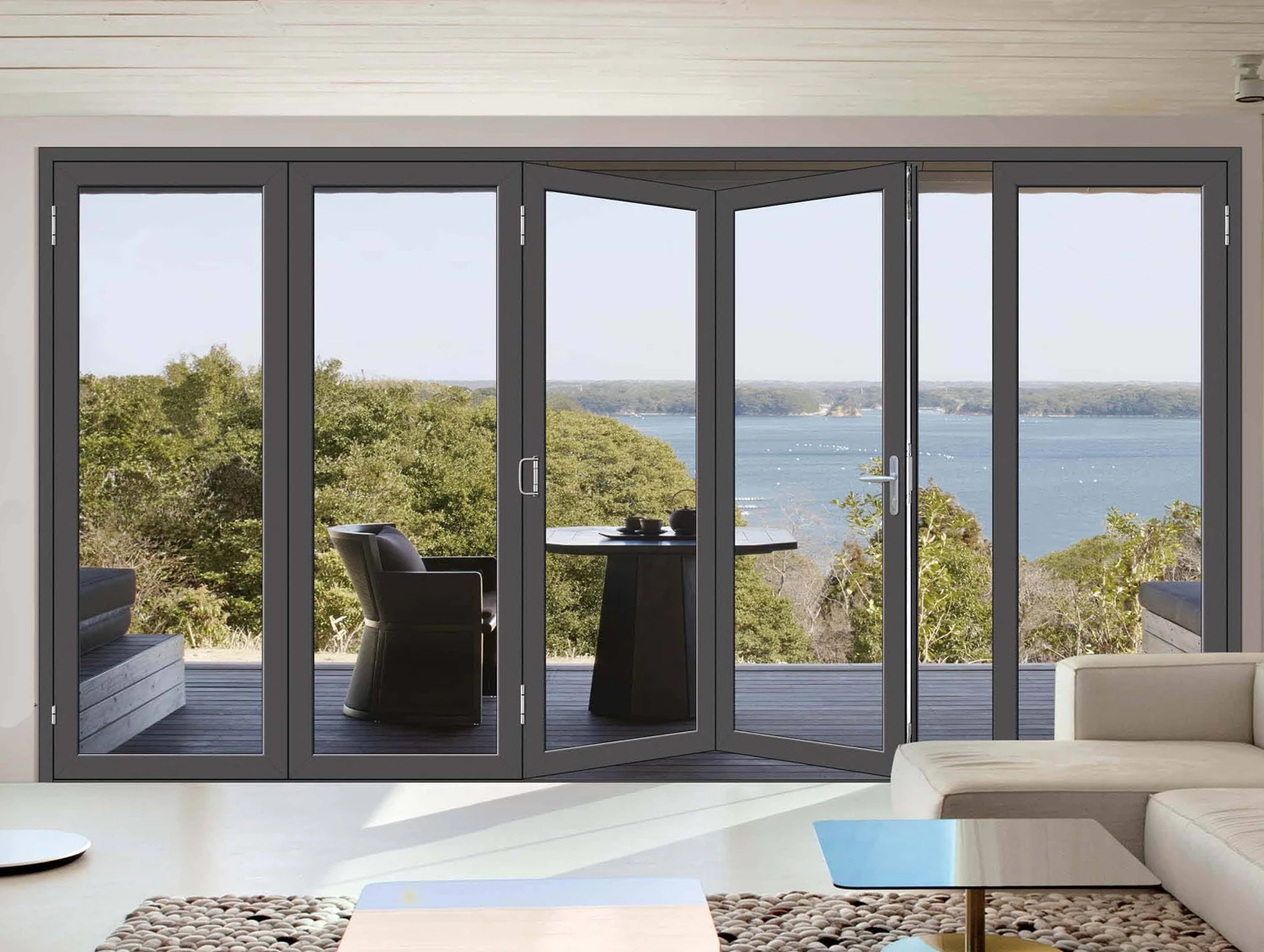 Customized Soundproof Aluminum Glass Folding/ Bifold/ Bi Folding Door