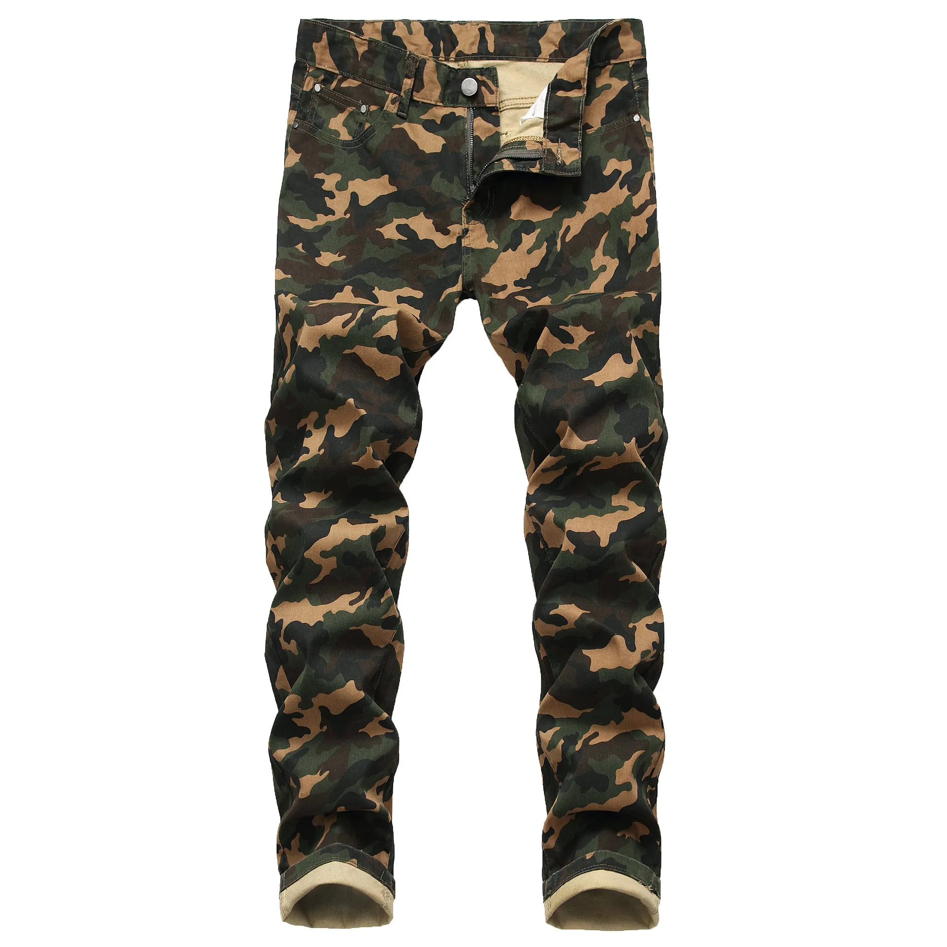 New Cotton Straight Camouflage Men Jeans Slimming Printed With Top ...
