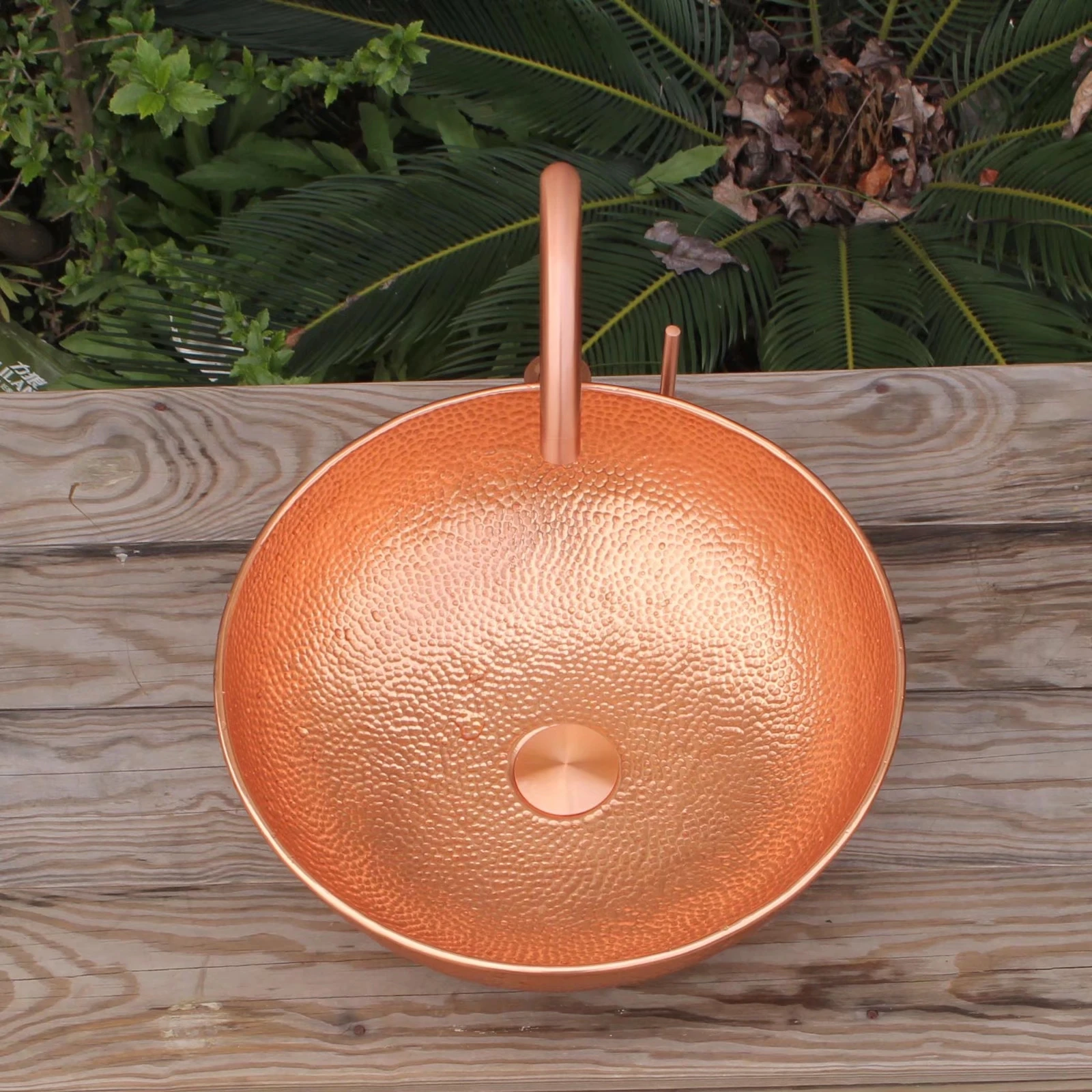 16" Handcrafted Copper Round Vessel Sinks Above Counter Wash Basin