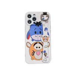 Cute Cartoon Overlay Wrist Blue Light Glue Dispense Stand Cases Strap Cover For iPhone 12 Pro 8 Soft Silicone Phone Coque Fundas
