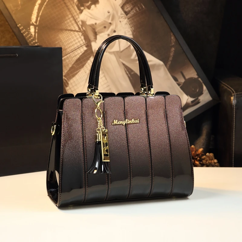 2024 New Block Design Luxury Handbag for Middle aged Mom s Bag Single Shoulder Crossbody Bag Genuine Leather Women s Bag Trend