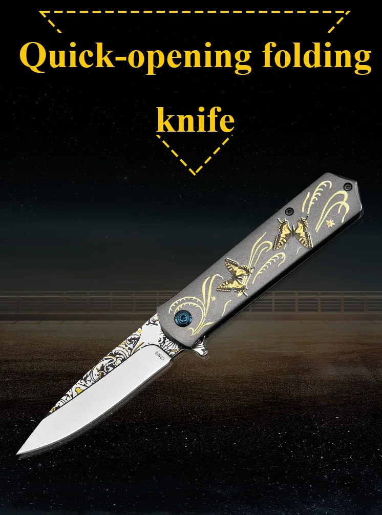 zunelotoo 高硬度 440c 不锈钢 3.54英寸刀片水果实用折叠刀片口袋刀