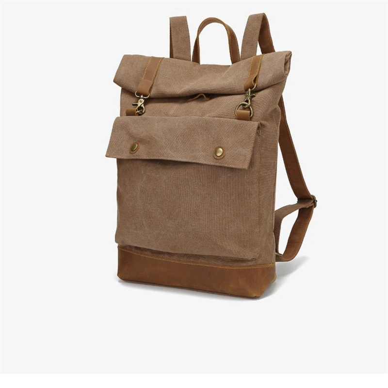 mochilas New Large Rucksack Man Travel Bag Laptop Backpack Women Leisure Canvas Leather Shoulder Bags Roll Cover Men's Backpacks