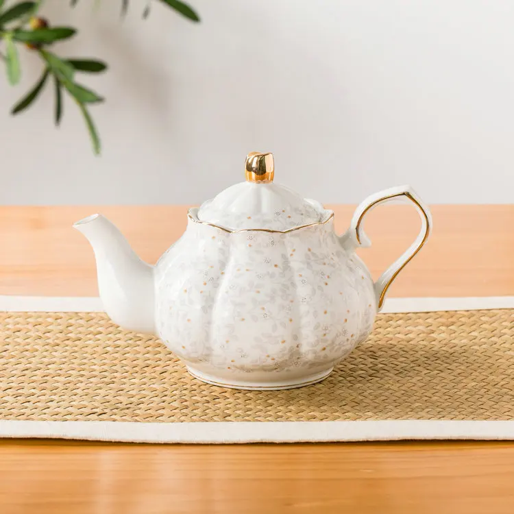 Elegant Design High Quality Floral Decal 17 Pcs Ceramic Tea Set With