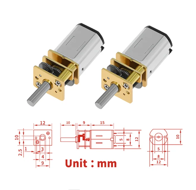 DC 3V/6V/12V GA12-N20 N20 Mini Micro Metal Gear Motor with Gearwheel DC Motors