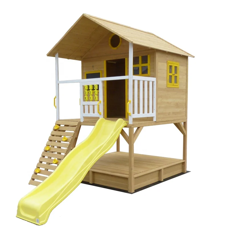 Wooden Kids Playhouse With Slide Buy Playhouse With Slide Kids   Wooden Kids Playhouse With Slide 