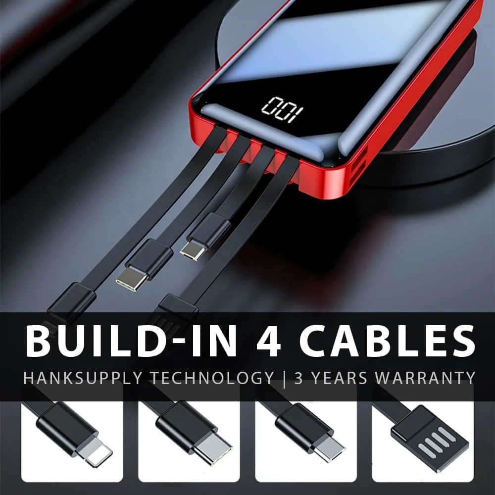 Factory Wholesale Builtin Usb Cable Power Bank With Cables Power Bank