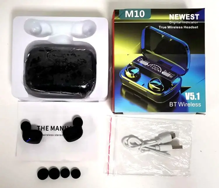 M10 Tws Wireless Earphones With Mic Sports Waterproof Touch Control