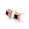 Black lucky grass clover design earrings fashion jewelry cool style in stainless steel stud earrings for women for girls