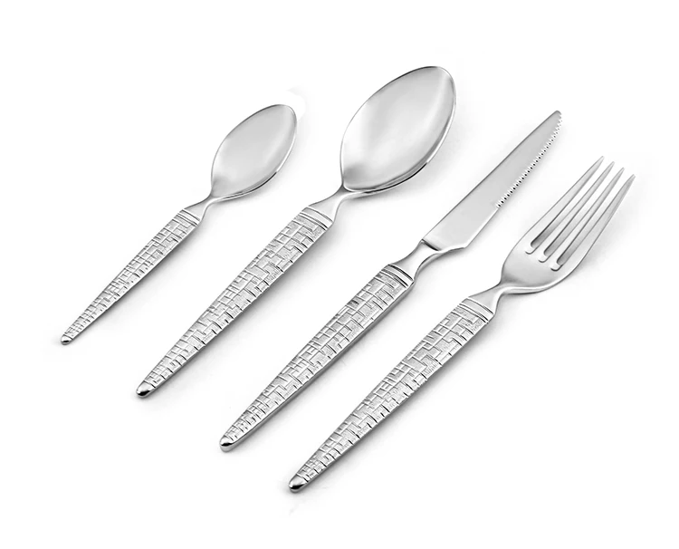 Hot Sale High End Hotel Party Wedding Restaurant Tableware Silverware Set 4 Piece Spoon Fork Stainless Steel Flatware Cutlery