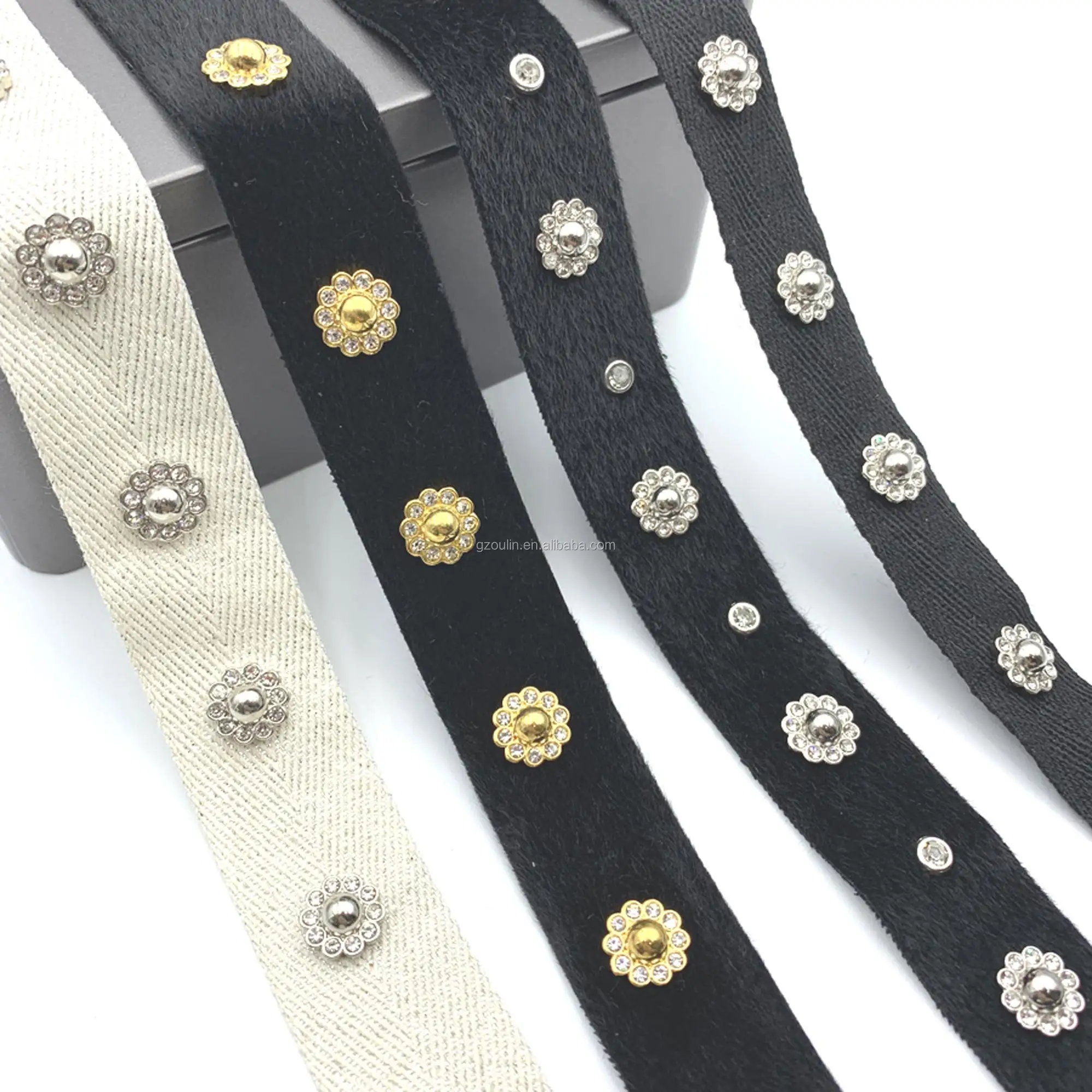 Stud Type Lace Trim With Metal Rivet Tape Using On Garments Ribbons