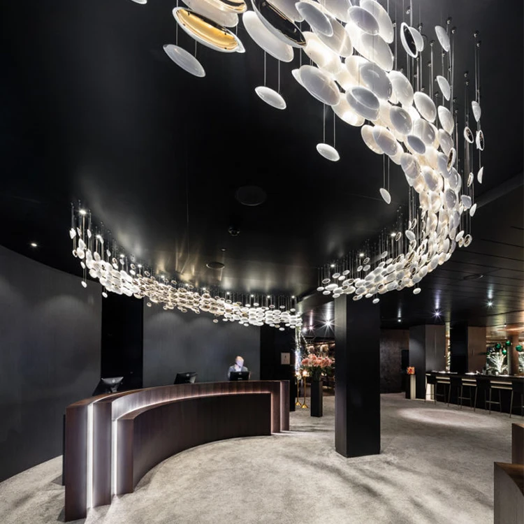 New design office big luxury modern project customized oval white gold glass globe chandelier pendant light