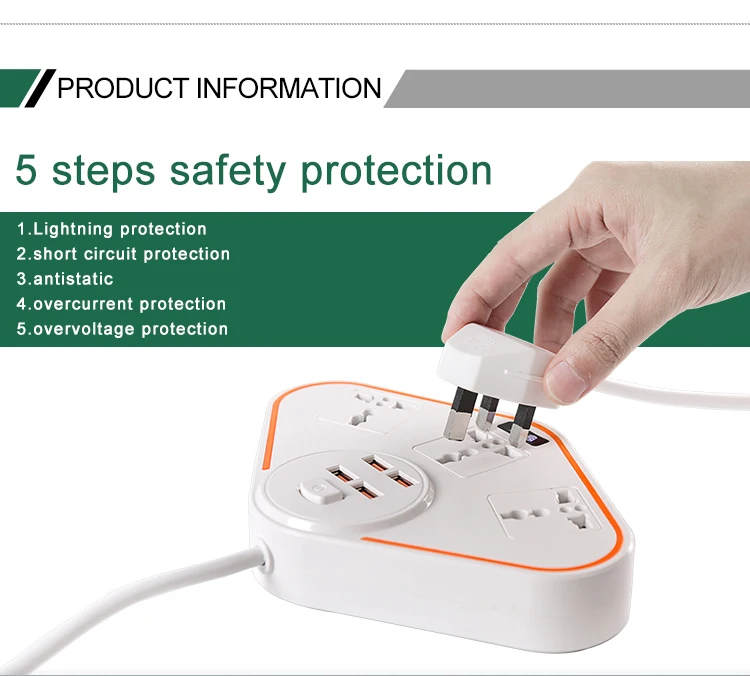 BST-07 smart power strip With 4 USB Extension Socket Plug Multifunctional Fast Charging Power Strip 10A 250V 2500W.jpg