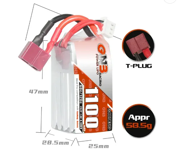  1100mah 2S 7.4V 60C/120C T-Plug power LiPo battery for FPV Drone/RC Car/Toy Boat supplier