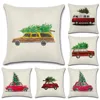 Christmas Pillow Cover 18x18 for Couch Red Truck and Christmas Tree with Snow Throw Pillow Farmhouse Decorations Home Decor