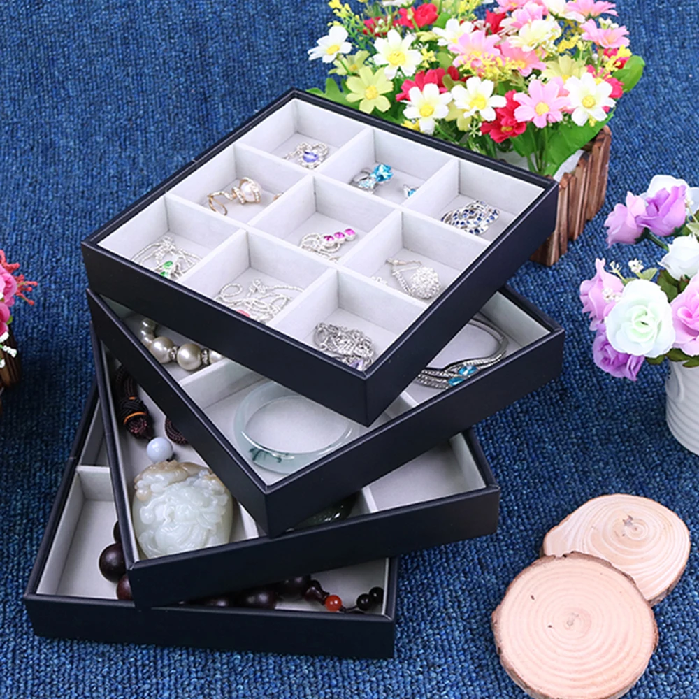 Retail Black Leather Stackable Jewelry Packaging Tray With Lid Buy