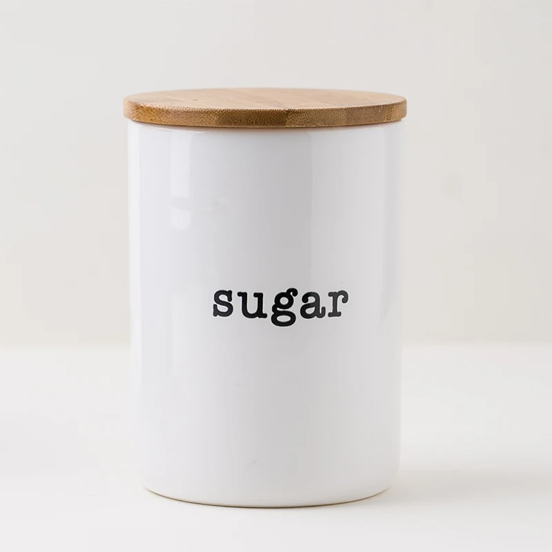 White Ceramic Kitchen Sugar Coffee Tea Food Canister Storage Jar 