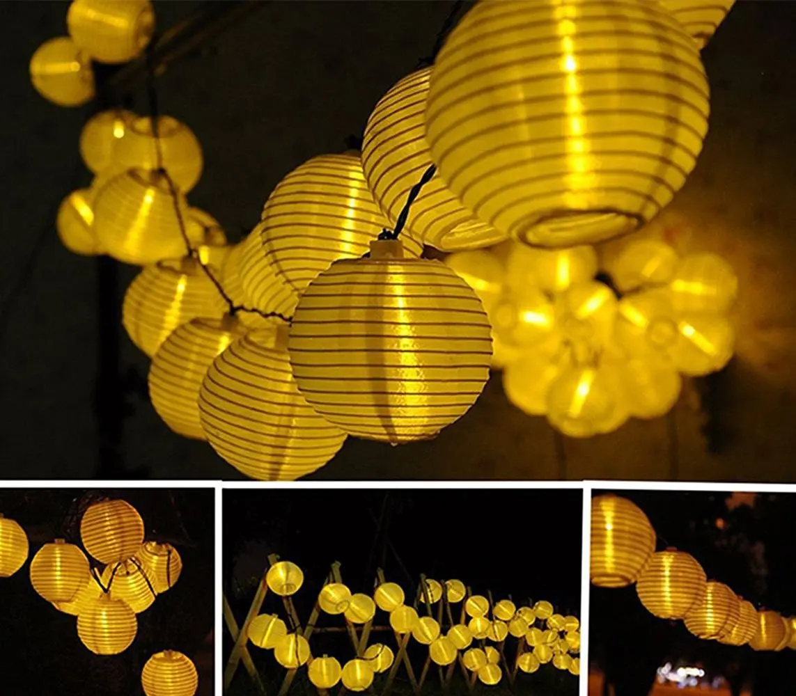 Decorative String Lights Outdoor 10pcs Waterproof Nylon Fabric Lantern