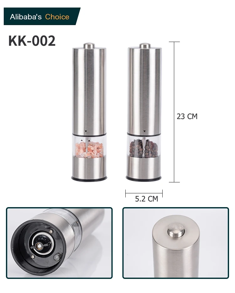 portable Stainless Steel Construction Automatic Electric Salt and Pepper household electric grinder