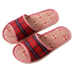 All Season Open Toe Light Breathable Indoor Bedroom Slides Couple Cotton Linen Slippers Women Men Soft Soled Casual Sandals