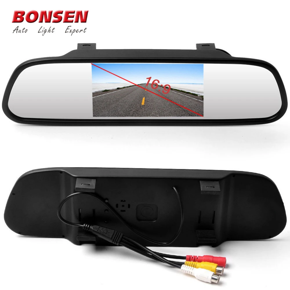 Car Rear View Mirror 4.3" LCD Mirror Monitor LED Backup Parking Astern HD Camera 