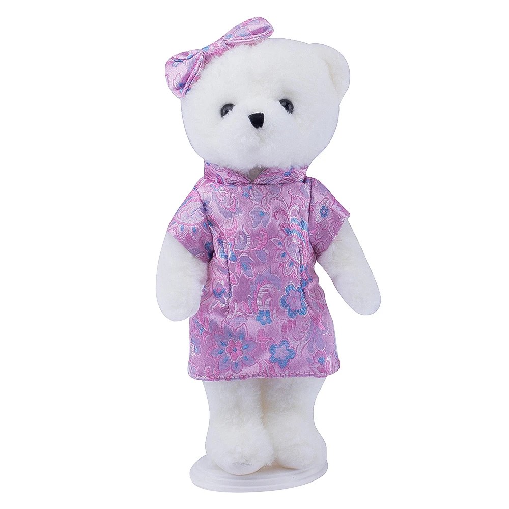 customized plush toy for more than 3 years old animal toy plush bear with cheongsam