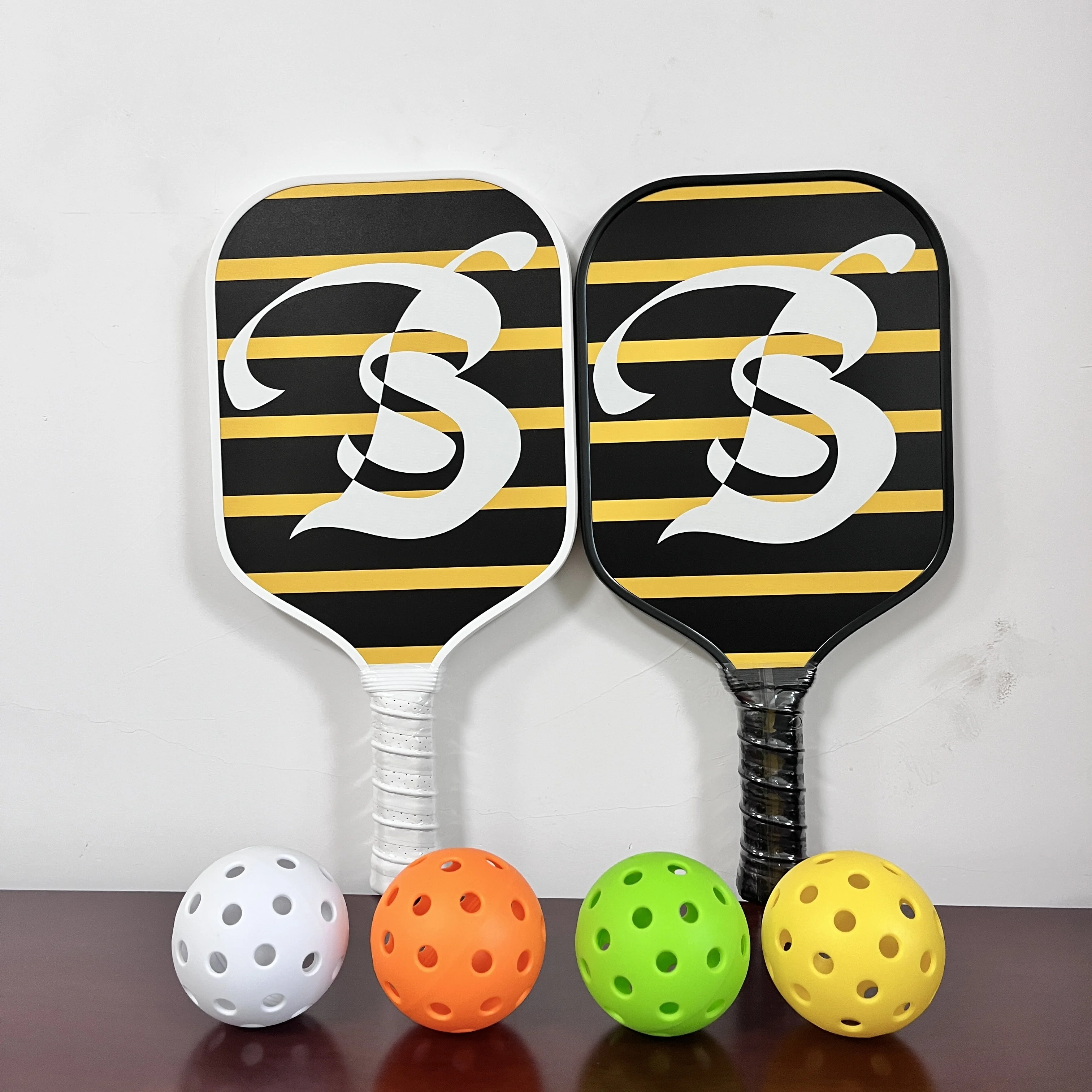 White And Black Edge Pickleball Set With Edgueard 2 Paddles And 4 Balls ...