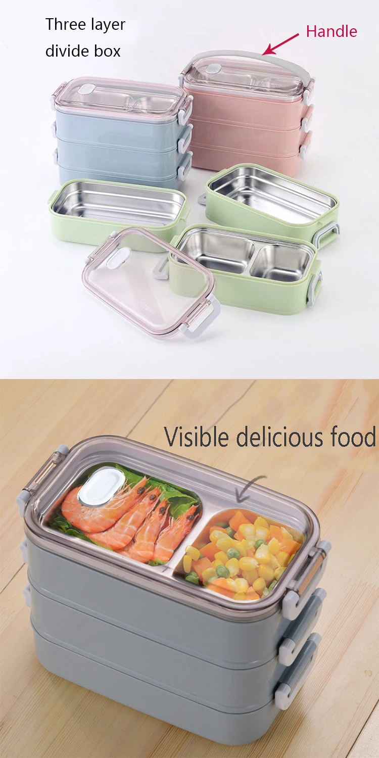 Stock Portable 304 Stainless Steel Single/double Layer Thermal Lunch