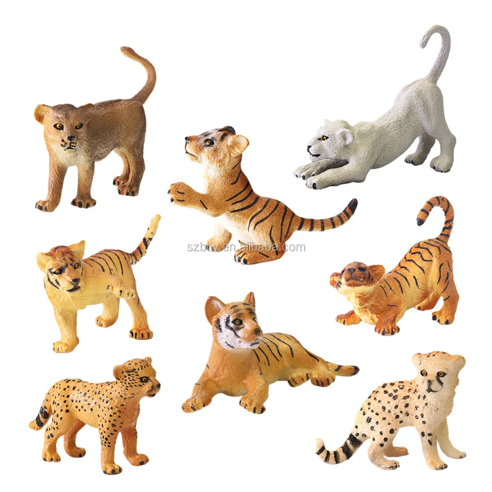 24pcs Plastic Wildlife Animals Lion Tiger Leopard Model Figures Kids Toys 