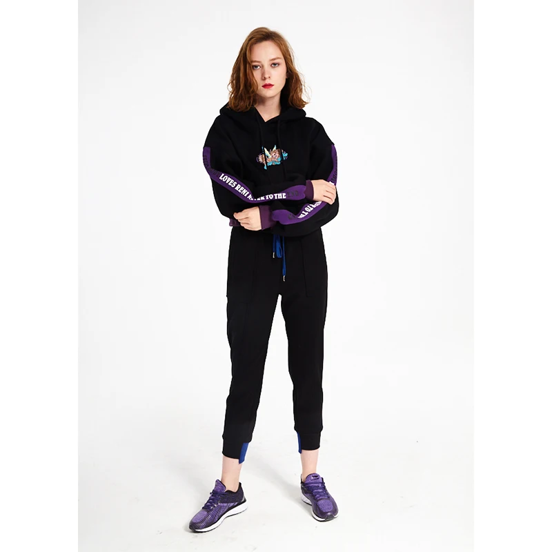
RENI Wholesale Custom Solid Color Cotton Women Fleece Cropped Hoodie Pullover Winter Sweatshirt 