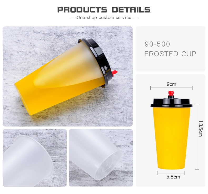 90mm 500ml Frosted Pp Plastic Cup Lid Milk Tea Coffee Juice Iced Drink Disposable Cup Buy Cold