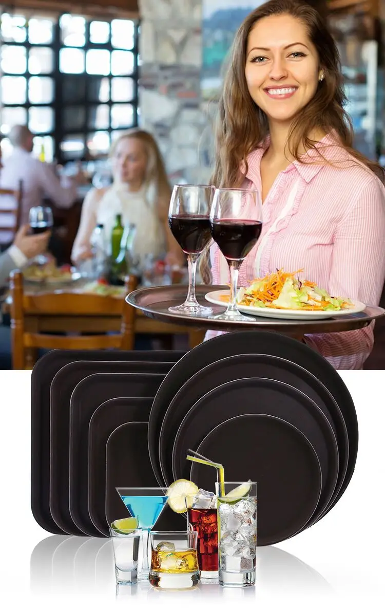 大矩形防滑塑料酒店餐厅服务员食品托盘