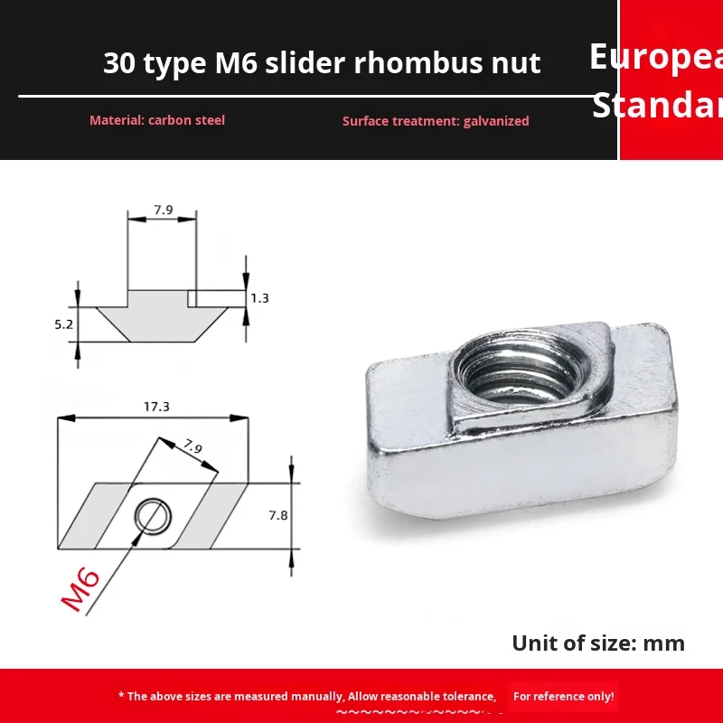 High Hardness Carbon Steel Galvanized 30 Insert Type Slider M3 M4 M5 M8 Nut Diamond T-Type Aluminum Profile Nut manufacture