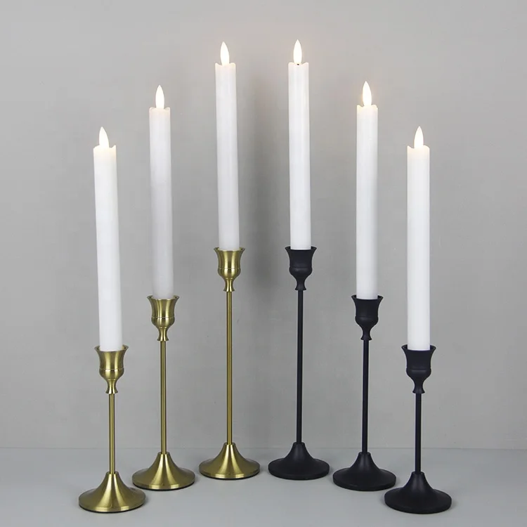 Decorative Set Of 3 Gold Brass Candlestick Wedding Centerpieces Taper
