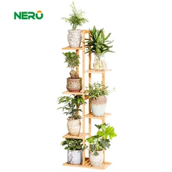 Bamboo custom indoor plant stand flower pot display stand