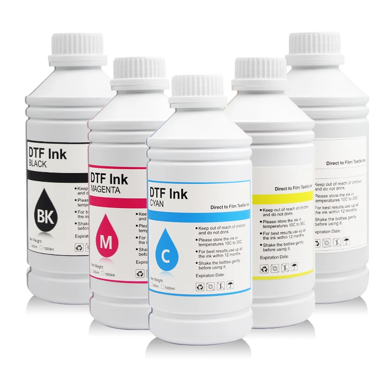 Remanufactured DTF Ink 500ml - 6 Pack (BK, CMY + 2 White) For ET-8550, L1800, R2400, I3200, DX5, XP600 & Most DTF Printers